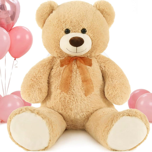 Giant Teddy Bear Stuffed Animal-35.4'' Large Teddy Bear, Soft Large Teddy Bear Plush Toy, Brown Teddy Bear, Big Stuffed Bear for Girl Boy Girlfriend Valentines Christmas Birthday, Light Brown